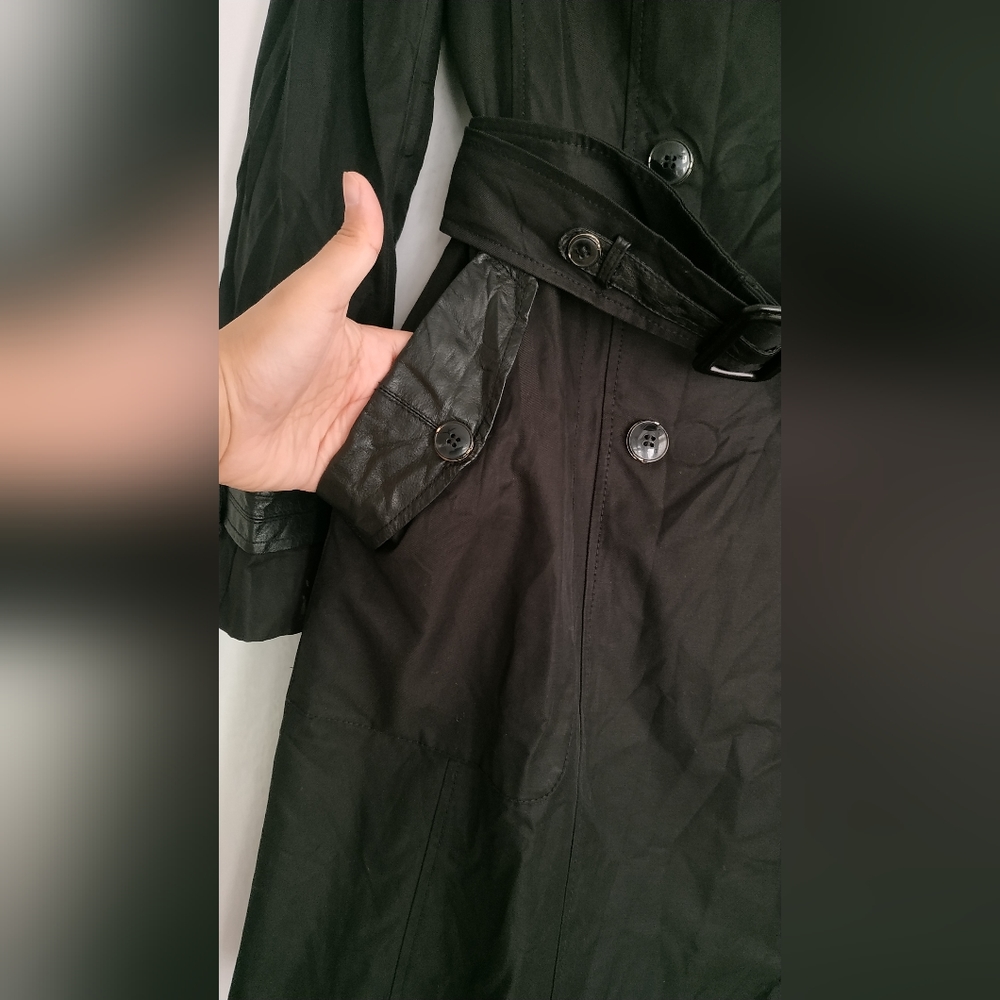 Double Breasted Trench Coat (Black) - Picture 4 of 14